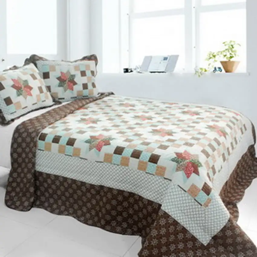 Melt the Snow -  3PC Cotton Vermicelli-Quilted Printed Quilt Set (Full/Queen Size) Photo 2