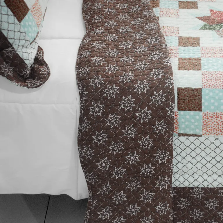 Melt the Snow - 3PC Cotton Vermicelli-Quilted Printed Quilt Set (Full/Queen Size) Photo 3