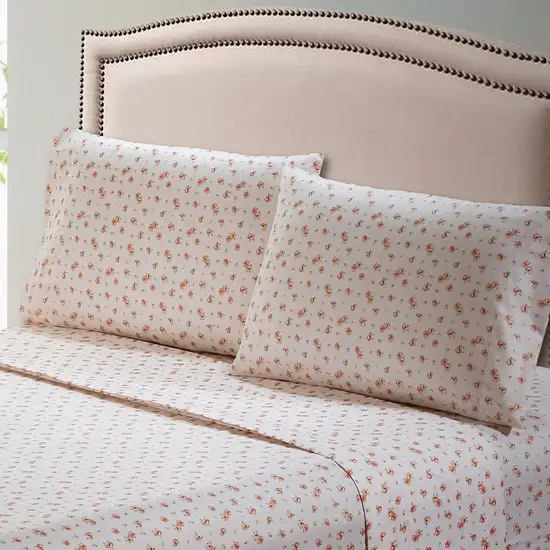 Melun 4 Piece Full Size Sheet Set with Rose Sketch The Urban Port, Pink and White Photo 7