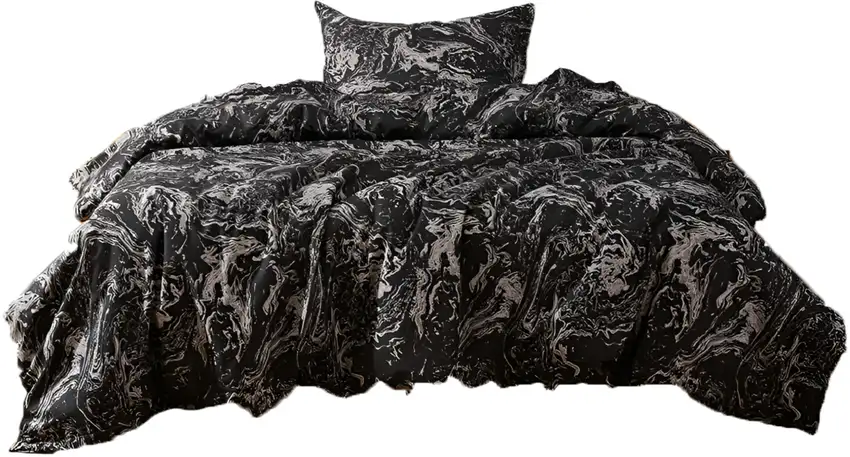 Black and Gray  Microfiber 1400 Thread Count Washable Duvet Cover Set Photo 2