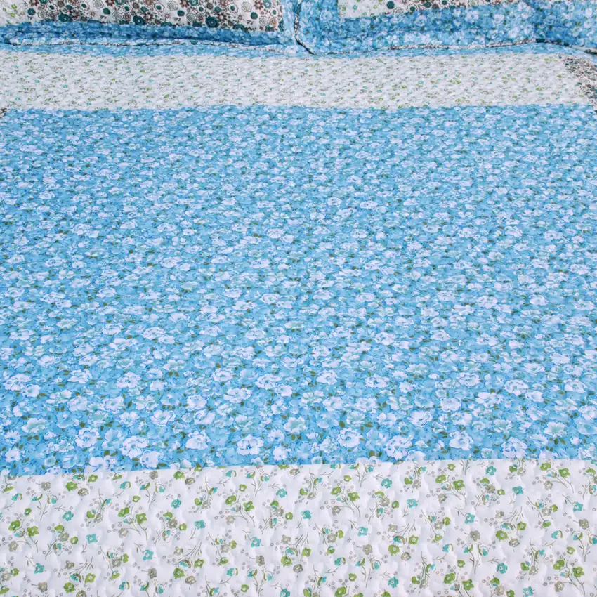 Midsummer Dream -  100% Cotton 2PC Floral Vermicelli-Quilted Patchwork Quilt Set (Twin Size) Photo 3