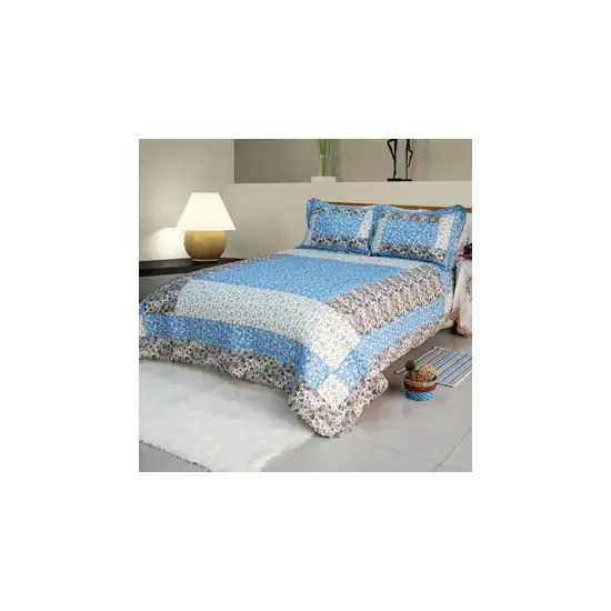 Midsummer Dream -  100% Cotton 2PC Floral Vermicelli-Quilted Patchwork Quilt Set (Twin Size) Photo 2