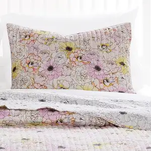 Photo of Milan 3 Piece Microfiber Blooming Flower Pattern Queen Quilt Set