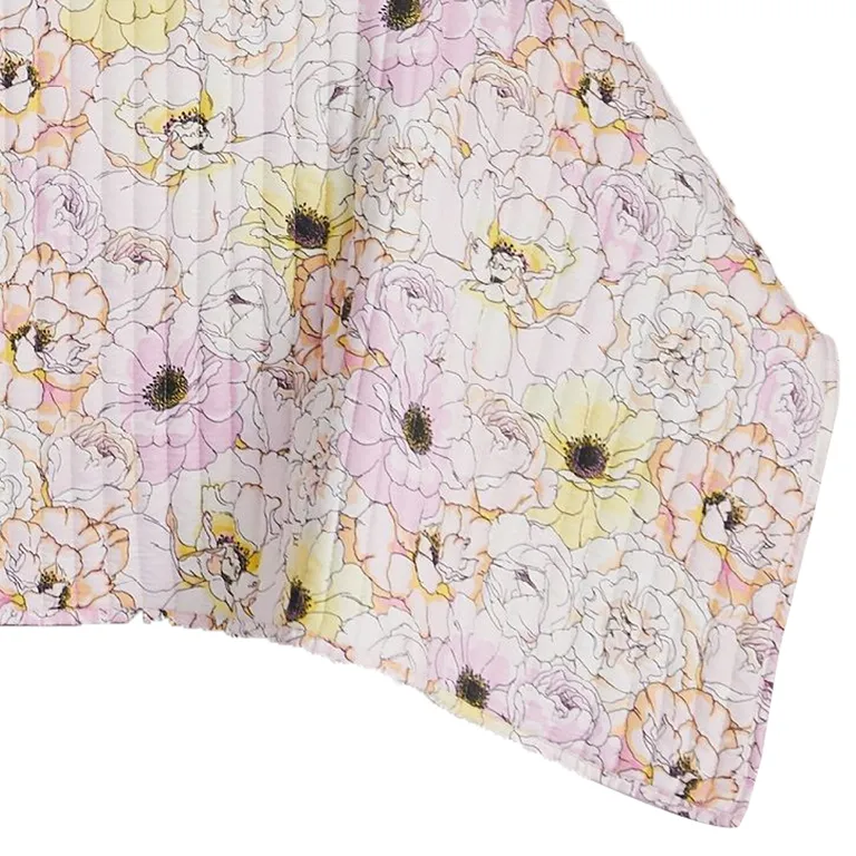 Milan 2 Piece Microfiber Blooming Flower Pattern Twin Quilt Set, White and Pink Photo 2
