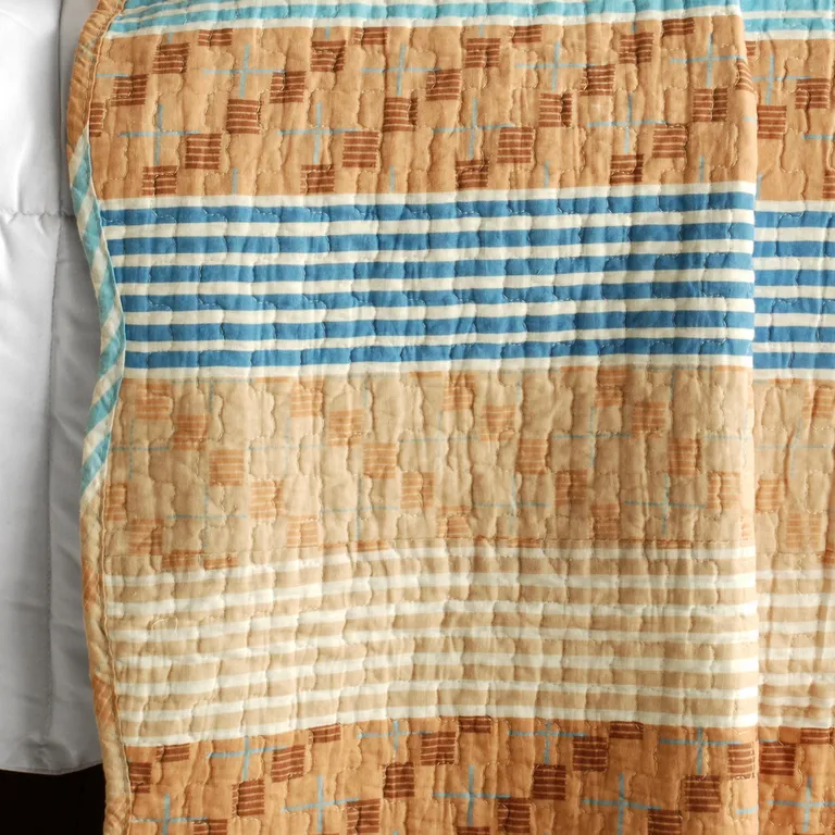 Million Miles - Cotton 3PC Vermicelli-Quilted Striped Printed Quilt Set (Full/Queen Size) Photo 3