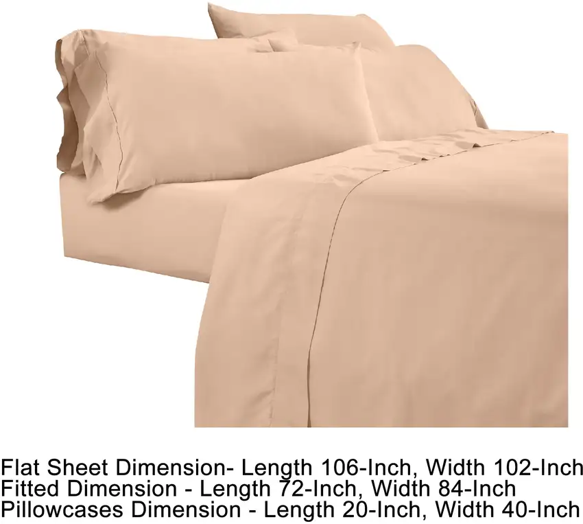 Minka 6 Piece California King Bed Sheet Set, Soft Microfiber, Sand Pink Photo 6