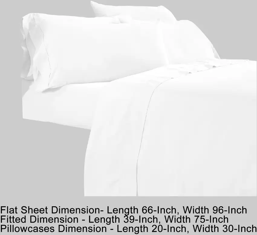 Minka 4 Piece Twin Bed Sheet Set, Soft Antimicrobial Microfiber, White Photo 6