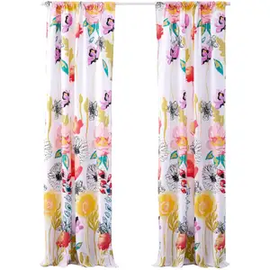 Photo of Minsk 84 Inch Window Panel Curtains, Bright Flower Patterns, Vibrant Colors