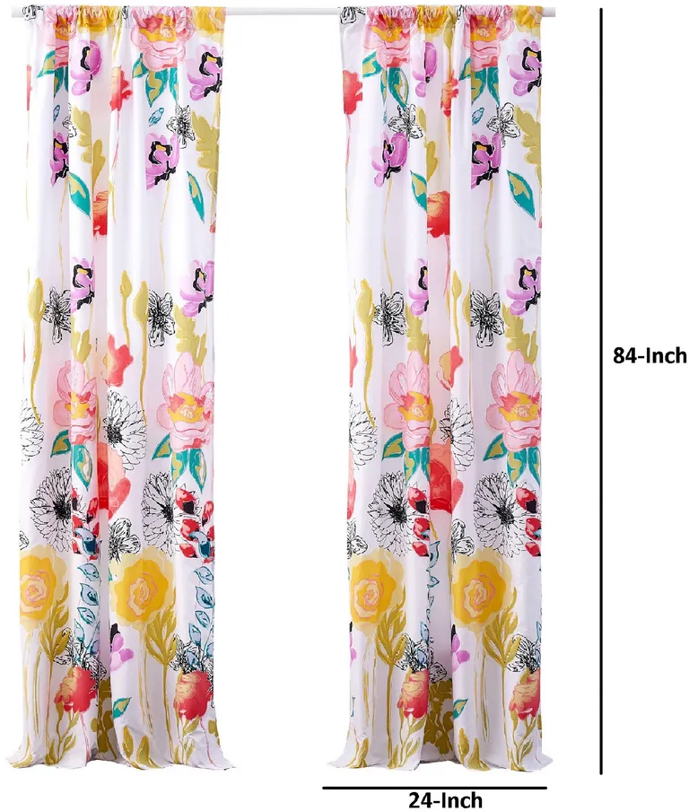 Minsk 84 Inch Window Panel Curtains, Bright Flower Patterns, Vibrant Colors Photo 5
