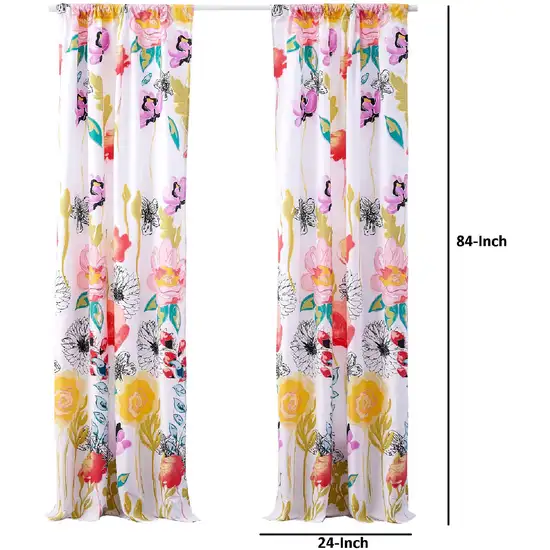 Minsk 84 Inch Window Panel Curtains, Bright Flower Patterns, Vibrant Colors Photo 5
