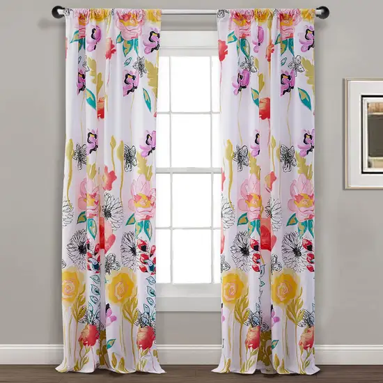 Minsk 84 Inch Window Panel Curtains, Bright Flower Patterns, Vibrant Colors Photo 6