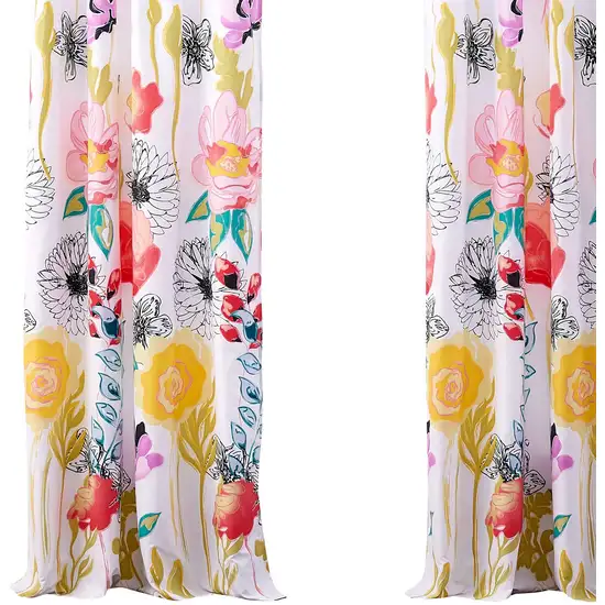 Minsk 84 Inch Window Panel Curtains, Bright Flower Patterns, Vibrant Colors Photo 3