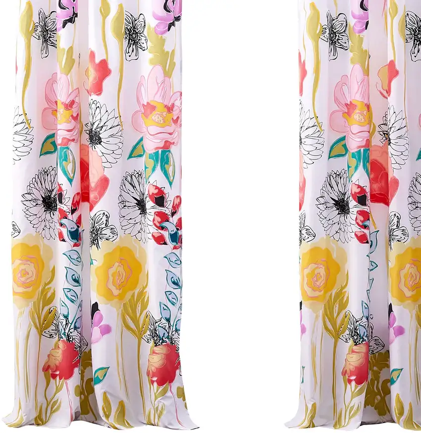 Minsk 84 Inch Window Panel Curtains, Bright Flower Patterns, Vibrant Colors Photo 3