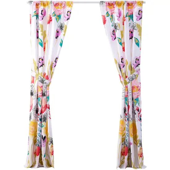 Minsk 84 Inch Window Panel Curtains, Bright Flower Patterns, Vibrant Colors Photo 2