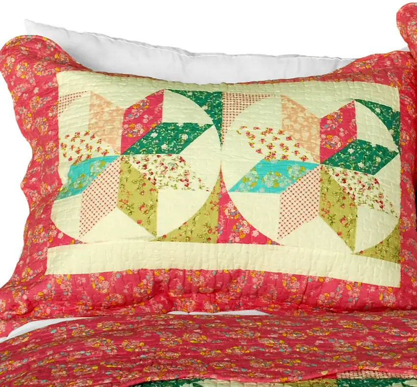 Mio Dolce Sogno -  Cotton 3PC Vermicelli-Quilted Striped Patchwork Quilt Set (Full/Queen Size) Photo 2