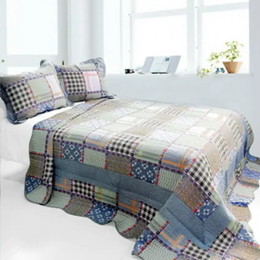 Mixed Feelings -  3PC Cotton Vermicelli-Quilted Printed Quilt Set (Full/Queen Size) Photo 2