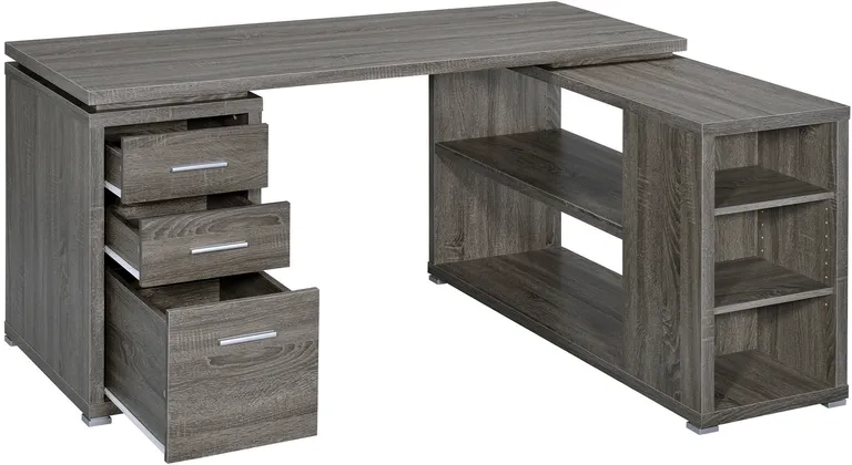 Modern Style Wooden Office Desk, Gray Photo 2