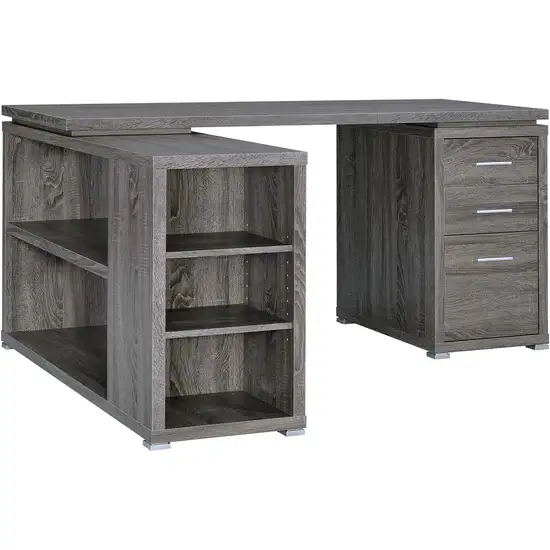 Modern Style Wooden Office Desk, Gray Photo 1