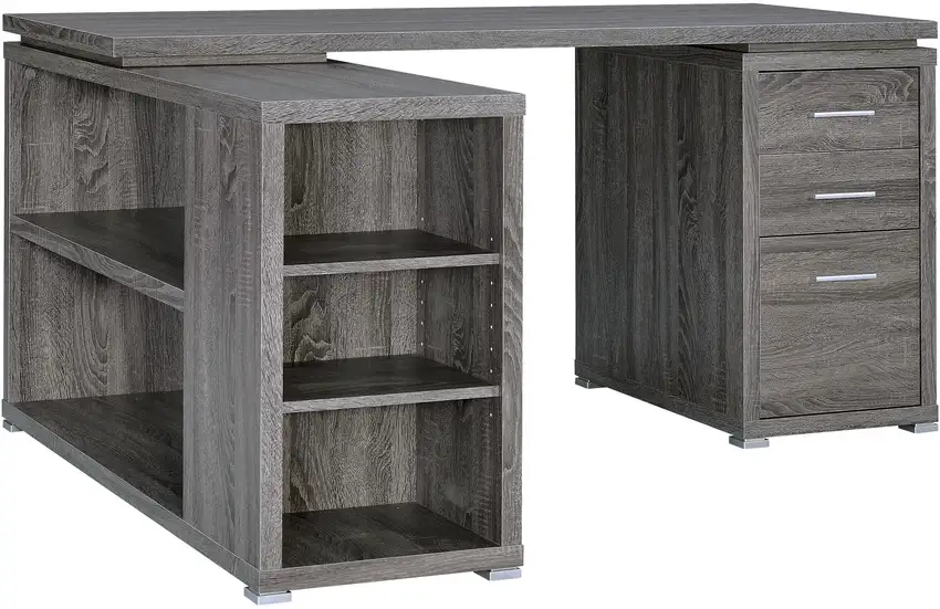 Modern Style Wooden Office Desk, Gray Photo 1