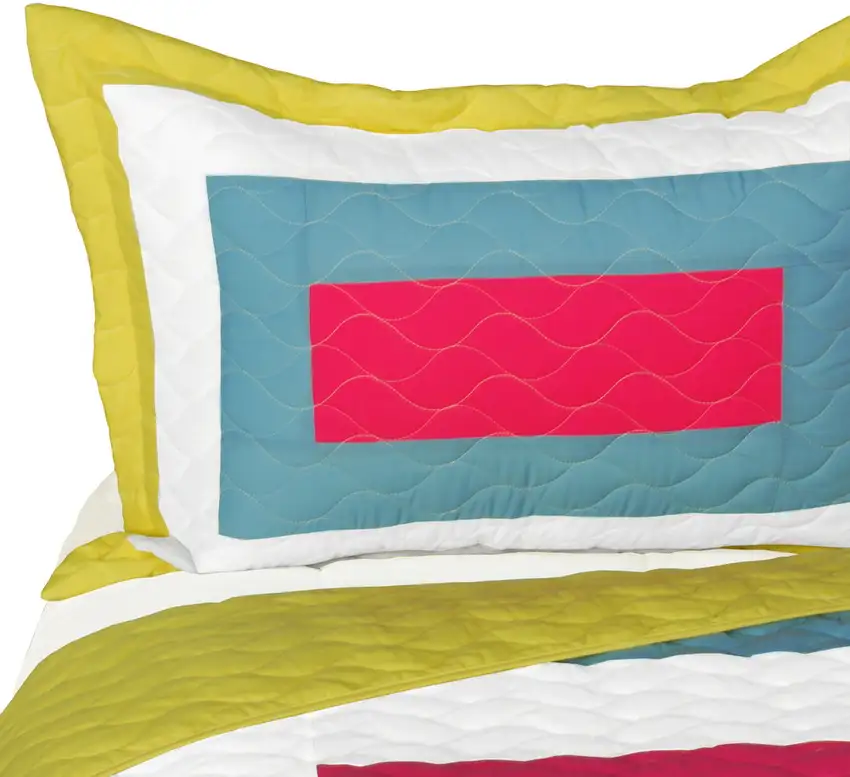 Moon's Passion -  Vermicelli-Quilted Patchwork Geometric Quilt Set Full/Queen Photo 2