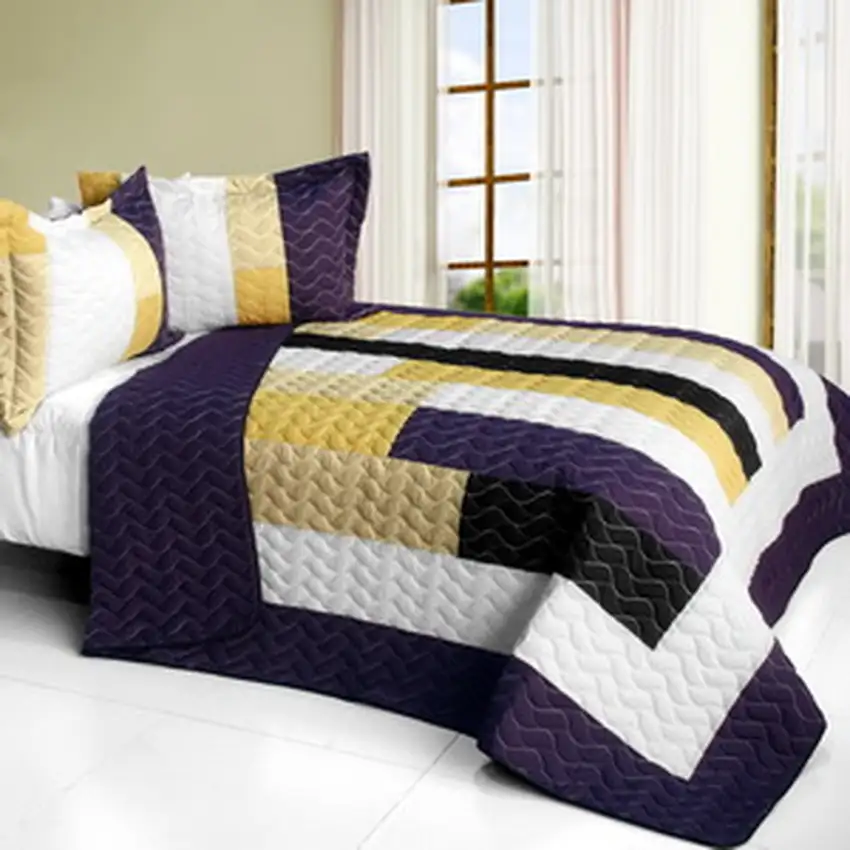 Morning Glory -  3PC Vermicelli - Quilted Patchwork Quilt Set (Full/Queen Size) Photo 2