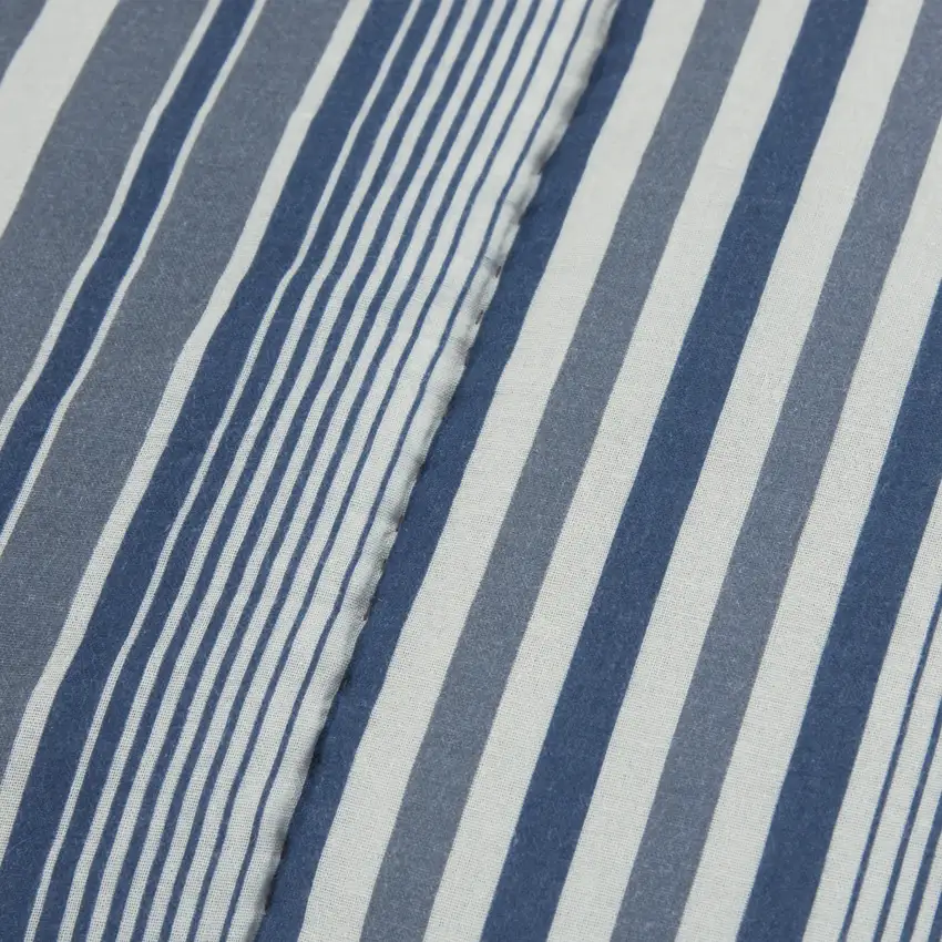 Blue And White Striped Queen Quilt Photo 3