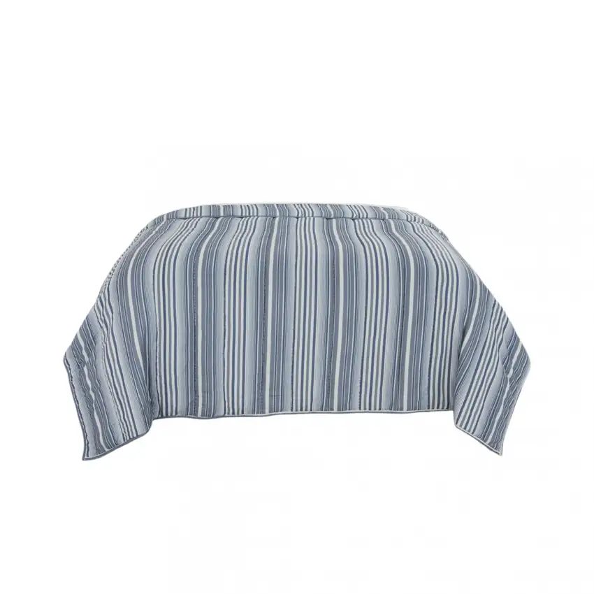 Blue And White Striped Queen Quilt Photo 2