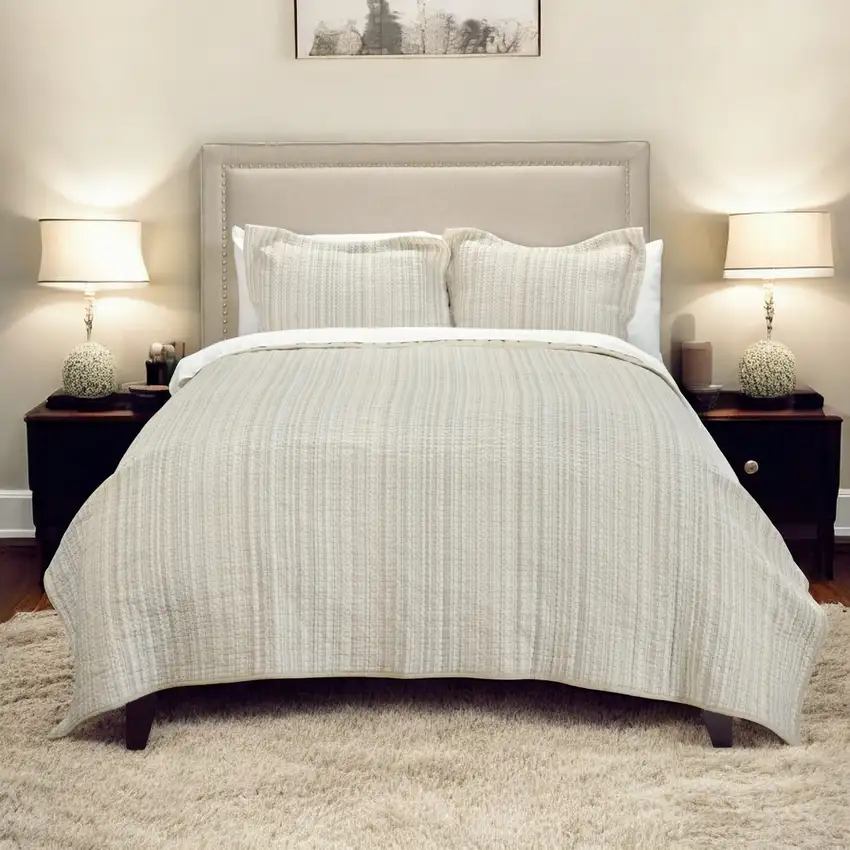 Multi- Earth Tones King 100% Cotton 300 Thread Count Machine Washable Down Alternative Comforter Photo 1