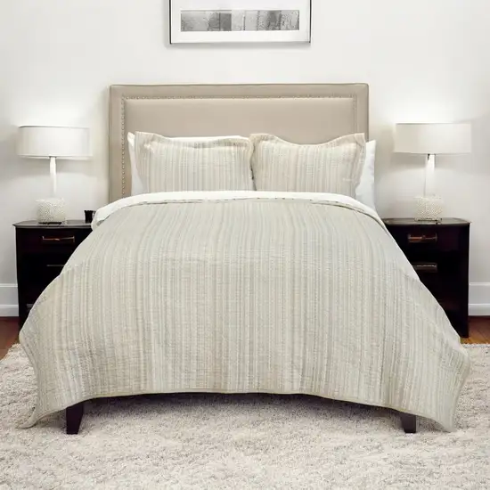Multi- Earth Tones Queen 100% Cotton 300 Thread Count Machine Washable Down Alternative Comforter Photo 4