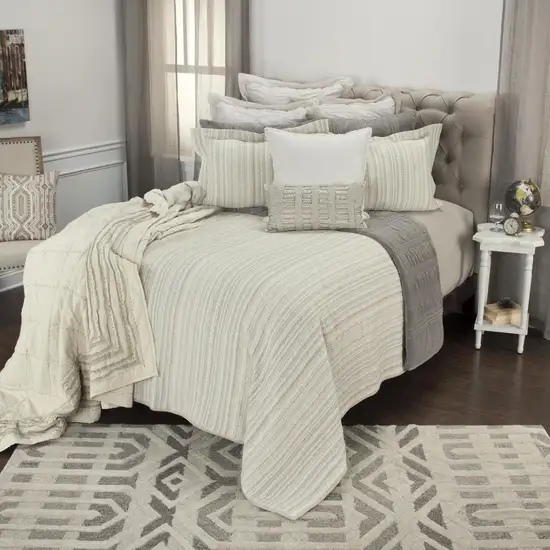 Multi- Earth Tones Queen 100% Cotton 300 Thread Count Machine Washable Down Alternative Comforter Photo 7