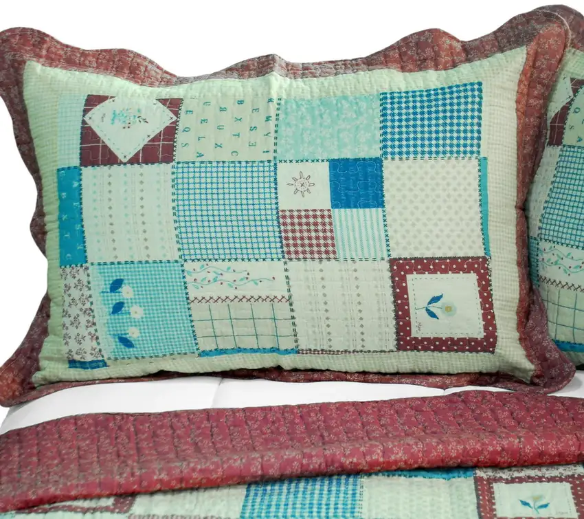 Multicolor Lattice -  Cotton 3PC Vermicelli-Quilted Printed Quilt Set (Full/Queen Size) Photo 3