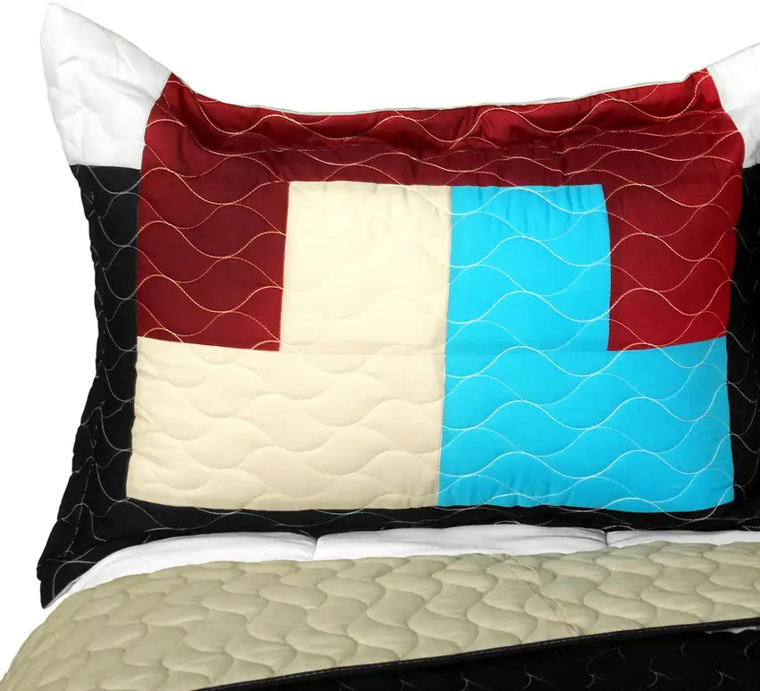 Mysterious Nocturne -  3PC Vermicelli - Quilted Patchwork Quilt Set (Full/Queen Size) Photo 3