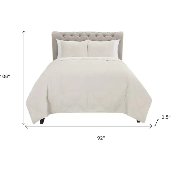 Set of Three Ivory Geometric King Quilt Photo 6