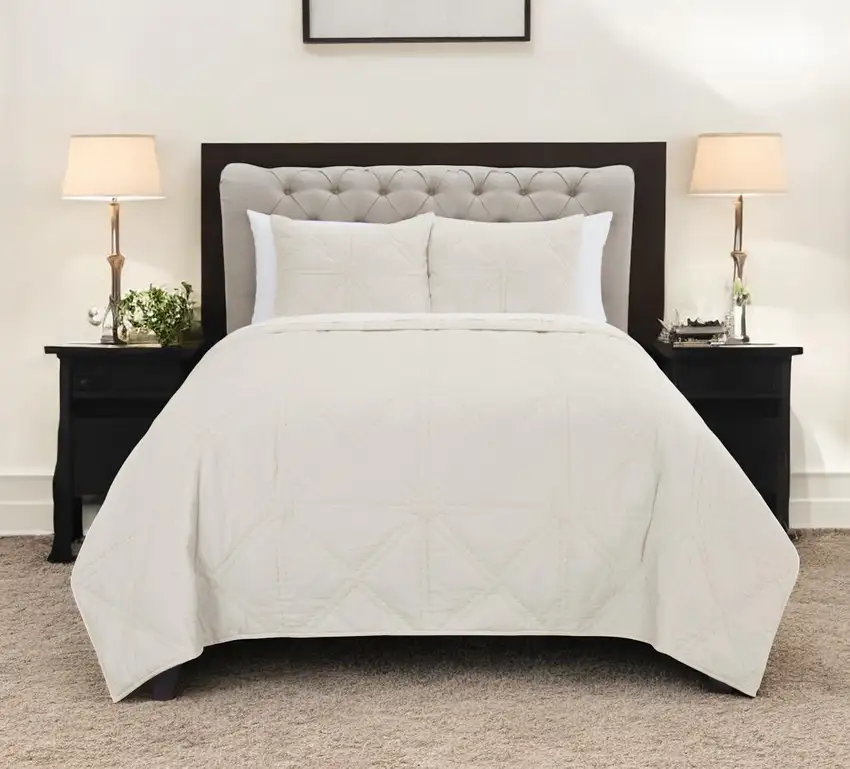 Natural King 100% Cotton 300 Thread Count Machine Washable Down Alternative Comforter Photo 2