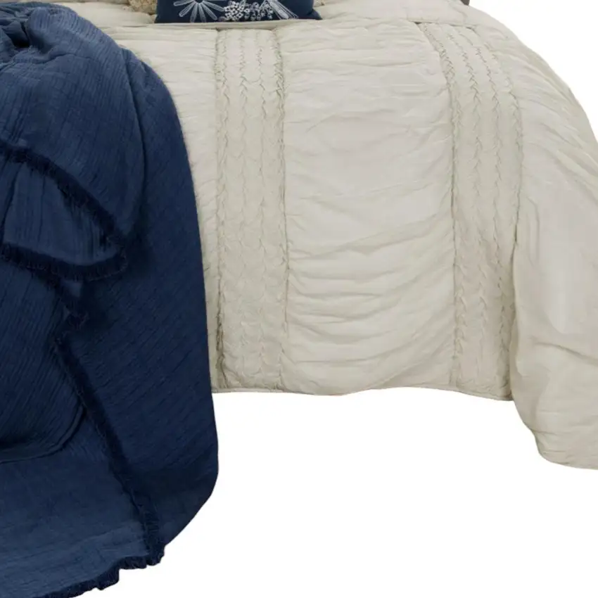 Natural King 100% Cotton 300 Thread Count Machine Washable Down Alternative Comforter Photo 3