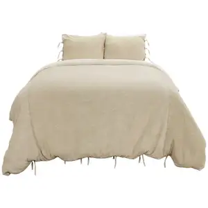 Photo of Natural King Cotton Washable Polyester Duvet Cover Set With Two Shams
