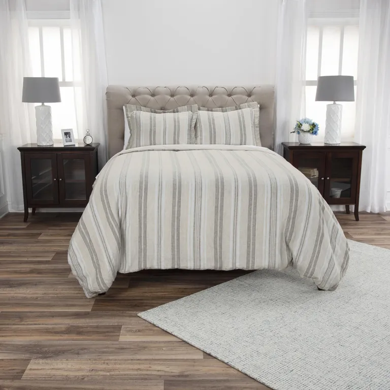 Natural King Linen Washable Polyester Duvet Cover Photo 4