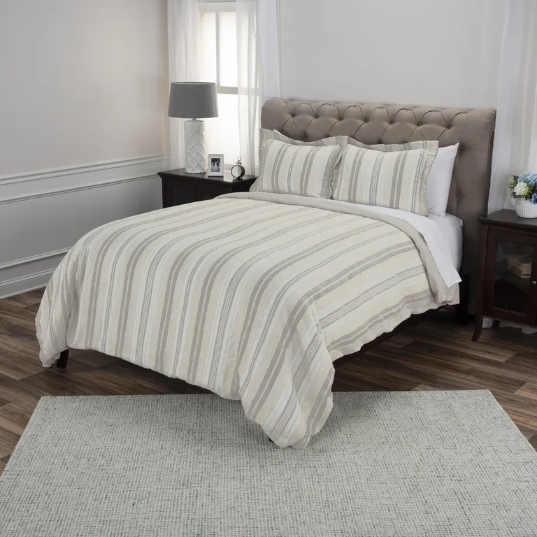 Natural King Linen Washable Polyester Duvet Cover Photo 5