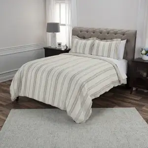 Photo of Natural King Linen Washable Polyester Duvet Cover