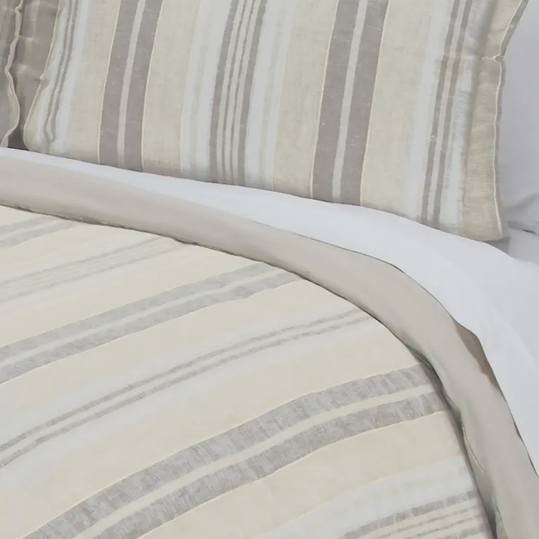 Natural King Linen Washable Polyester Duvet Cover Photo 3