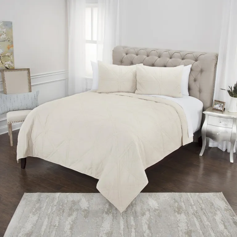 Natural Queen 100% Cotton 300 Thread Count Machine Washable Down Alternative Comforter Photo 5