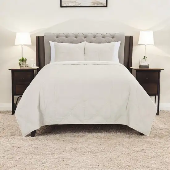 Natural Queen 100% Cotton 300 Thread Count Machine Washable Down Alternative Comforter Photo 1