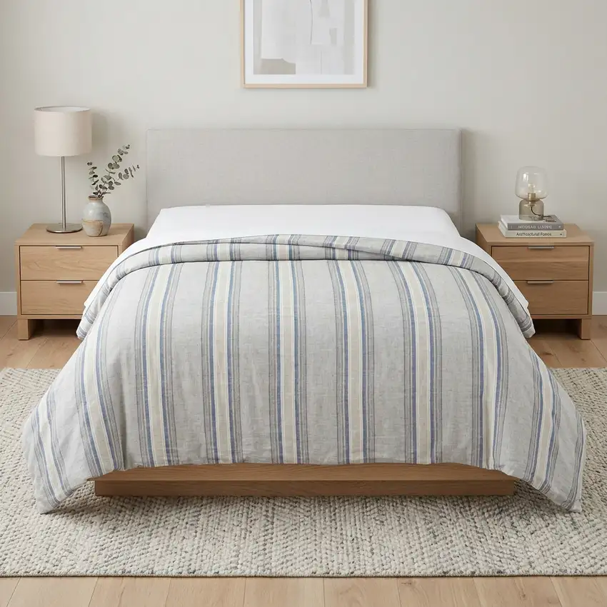 Natural Queen Linen Dry Clean Only Polyester Duvet Cover Photo 1