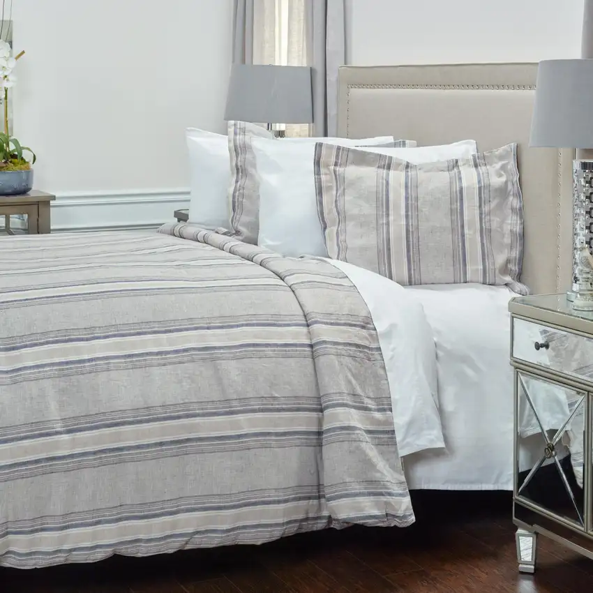 Natural Queen Linen Dry Clean Only Polyester Duvet Cover Photo 8