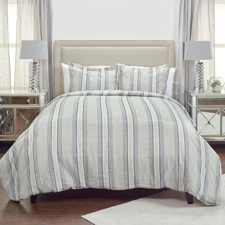 Natural Queen Linen Dry Clean Only Polyester Duvet Cover Photo 1
