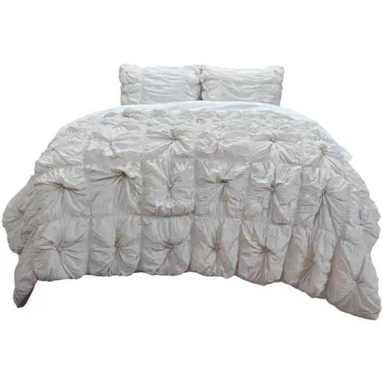 Natural Twin Cotton Blend Washable Polyester Down Alternative Comforter Set With Two Shams Photo 2