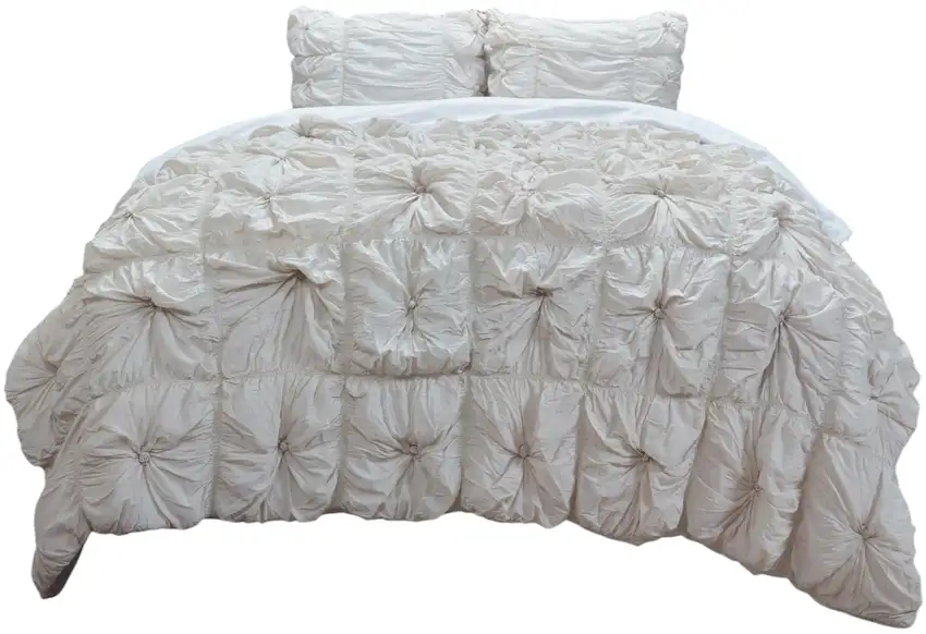 Natural Twin Cotton Blend Washable Polyester Down Alternative Comforter Set With Two Shams Photo 2