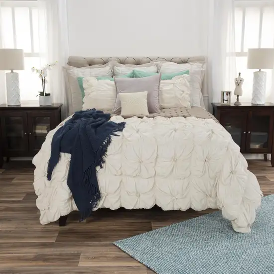 Natural Twin Cotton Blend Washable Polyester Down Alternative Comforter Set With Two Shams Photo 7