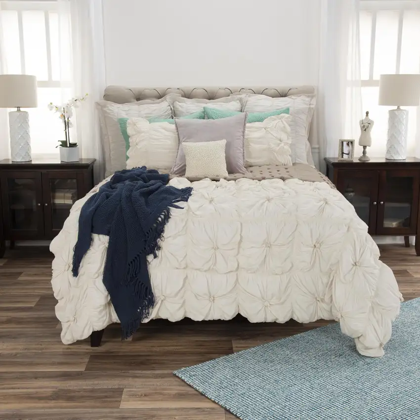 Natural Twin Cotton Blend Washable Polyester Down Alternative Comforter Set With Two Shams Photo 7