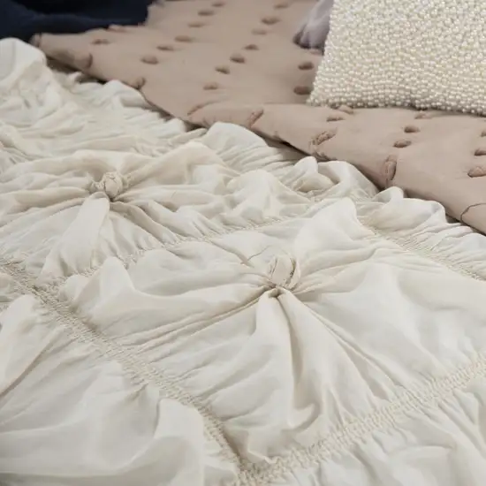 Natural Twin Cotton Blend Washable Polyester Down Alternative Comforter Set With Two Shams Photo 8